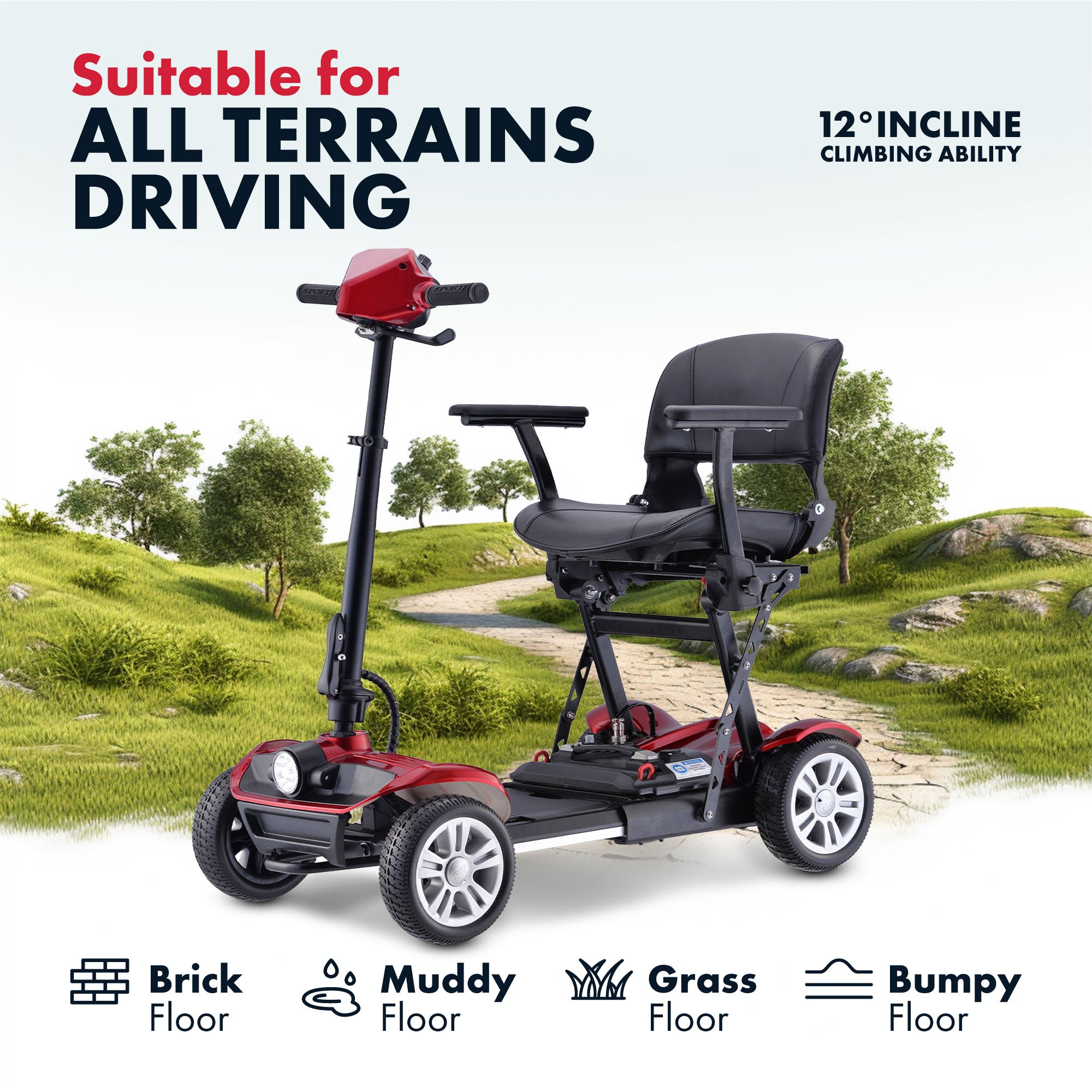 Rubicon FX05 - Lightweight, Foldable, All-Terrain 4-Wheel Mobility Scooter for Seniors & Disabled Adults | 3-Speed, 15-Mile Range, Motorized